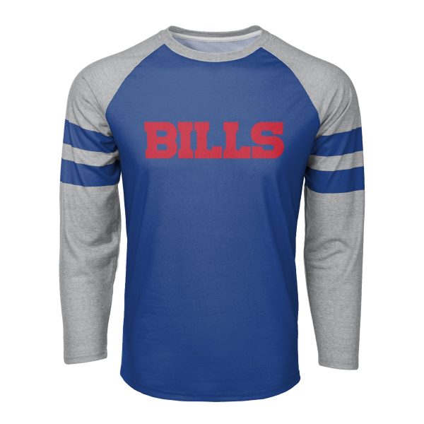 Buffalo Bills NFL Mens Team Stripe Wordmark Raglan T-Shirt Fashion - Image 4