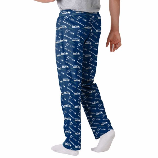 Seattle Seahawks NFL Mens Repeat Print Lounge Pants Discount - Image 2