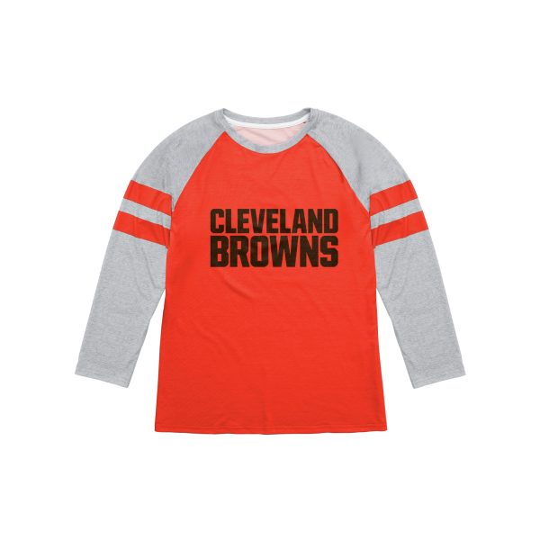 Cleveland Browns NFL Mens Team Stripe Wordmark Raglan T-Shirt Online Hot Sale - Image 3