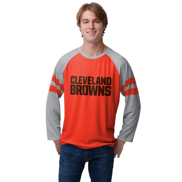 Cleveland Browns NFL Mens Team Stripe Wordmark Raglan T-Shirt Online Hot Sale