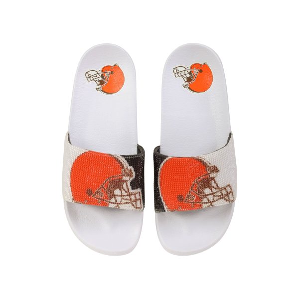 Cleveland Browns NFL Womens Big Logo Shimmer Slide Supply - Image 2