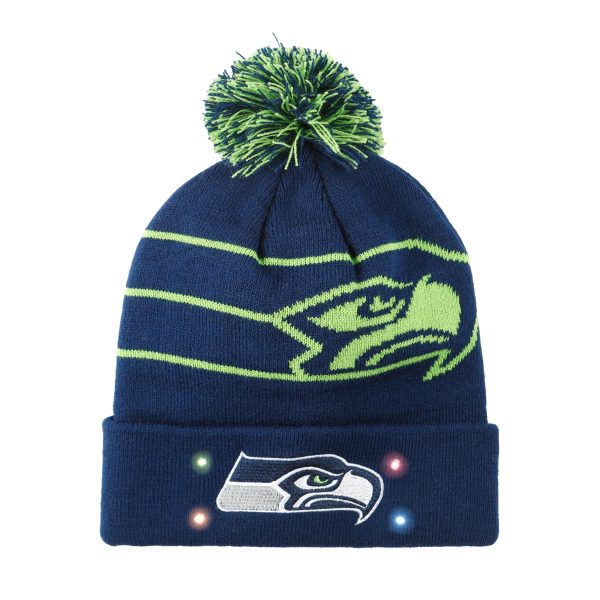Seattle Seahawks NFL Cropped Logo Light Up Knit Beanie Hot on Sale - Image 2