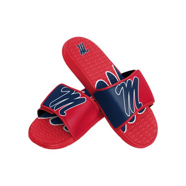 Ole Miss Rebels NCAA Mens Colorblock Big Logo Gel Slides For Cheap