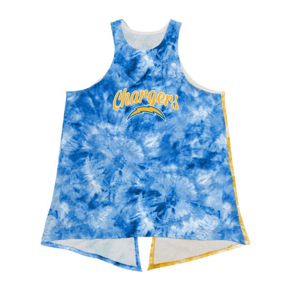 Los Angeles Chargers NFL Womens Script Wordmark Tie-Dye Tie-Breaker Sleeveless Top For Cheap - Image 3