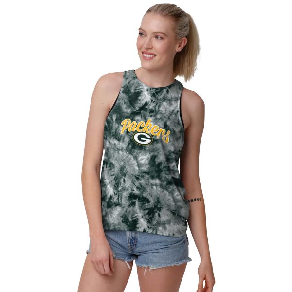 Green Bay Packers NFL Womens Script Wordmark Tie-Dye Tie-Breaker Sleeveless Top Online Hot Sale - Image 2