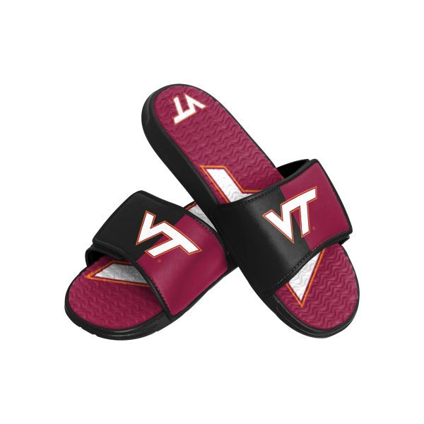 Virginia Tech Hokies NCAA Mens Colorblock Big Logo Gel Slides For Cheap