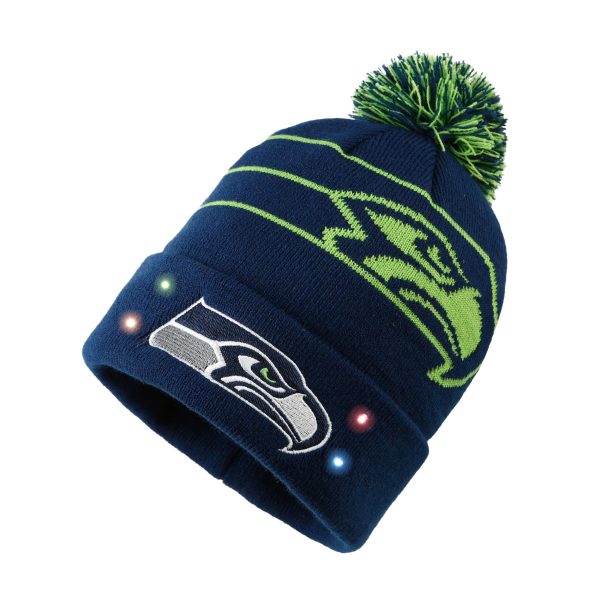 Seattle Seahawks NFL Cropped Logo Light Up Knit Beanie Hot on Sale