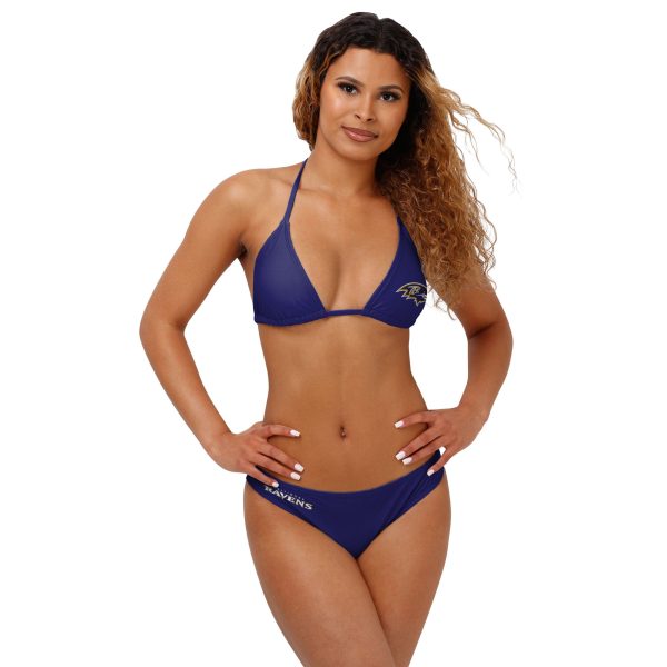 Baltimore Ravens NFL Womens Solid Logo Bikini Top on Sale - Image 4