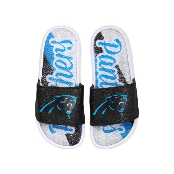 Carolina Panthers NFL Womens Glitter Gel Slide Online Hot Sale - Image 3