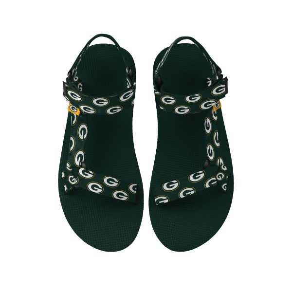 Green Bay Packers NFL Womens Repeat Logo Strap Sandal Online