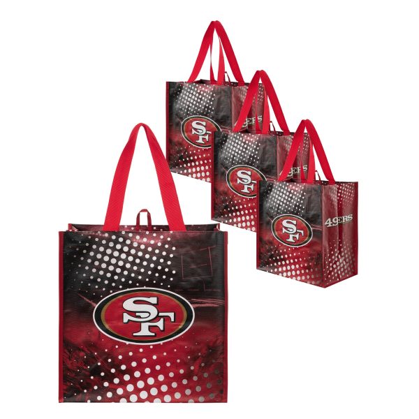 San Francisco 49ers NFL 4 Pack Reusable Shopping Bags Hot on Sale - Image 2
