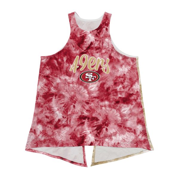 San Francisco 49ers NFL Womens Script Wordmark Tie-Dye Tie-Breaker Sleeveless Top Hot on Sale - Image 3