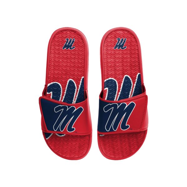 Ole Miss Rebels NCAA Mens Colorblock Big Logo Gel Slides For Cheap - Image 2