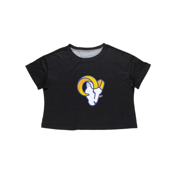 Los Angeles Rams NFL Womens Black Big Logo Crop Top Online Hot Sale - Image 3