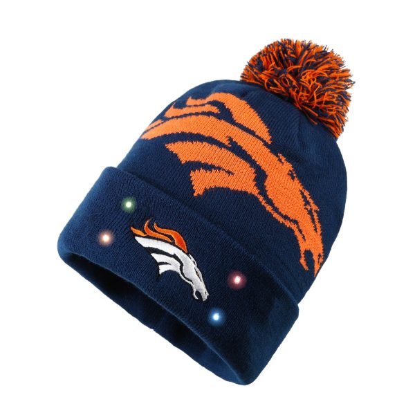 Denver Broncos NFL Cropped Logo Light Up Knit Beanie Supply