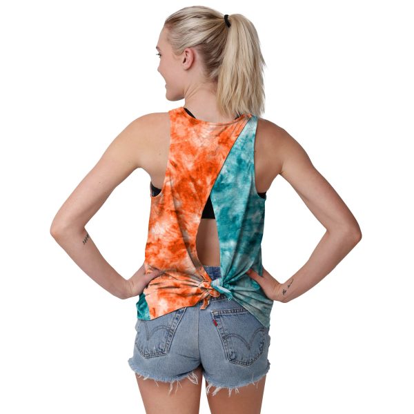 Miami Dolphins NFL Womens Script Wordmark Tie-Dye Tie-Breaker Sleeveless Top Online Sale