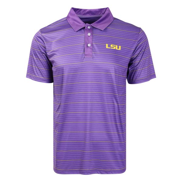LSU Tigers NCAA Mens Striped Polyester Polo Fashion - Image 3