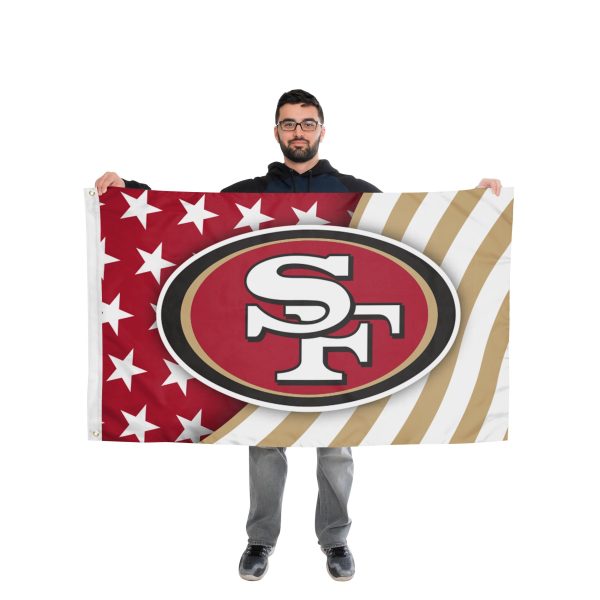 San Francisco 49ers NFL Americana Horizontal Flag Online Sale - Image 2