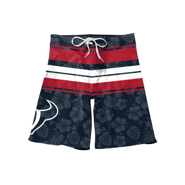 Houston Texans NFL Mens Hibiscus Boardwalk Stripe Boardshorts Online now - Image 4