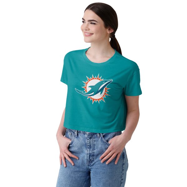Miami Dolphins NFL Womens Solid Big Logo Crop Top Supply