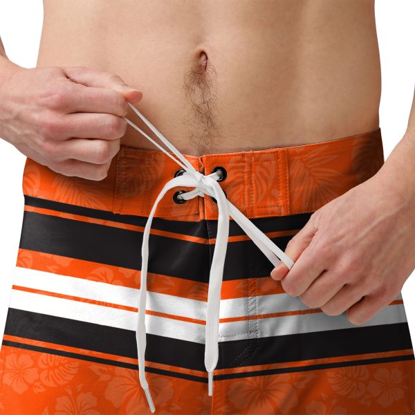 Cincinnati Bengals NFL Mens Hibiscus Boardwalk Stripe Boardshorts Sale - Image 5